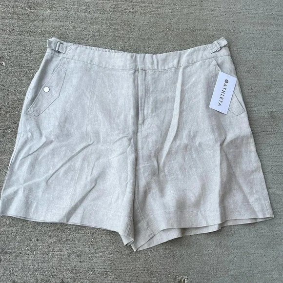 NWT Athleta Voyager Linen Short Womens Plus Size 22 Khaki Beige Lightweight - Picture 1 of 5